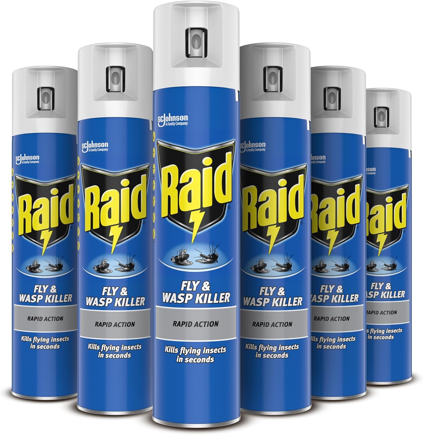 Raid Rapid Action Fly & Wasp Killer, Fly Killer Spray For Indoor Use, Pack of 6 