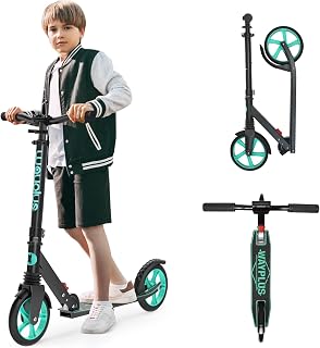 WAYPLUS KS1 Kick Scooter for Kids Ages 6+, Teens & Adults, 8IN Big Wheels, Foldable Scooter with Adjustable Handlebar, Front Suspension, Carry Strap, 240 lb Capacity, ABEC-9 Bearings | FED Fitness