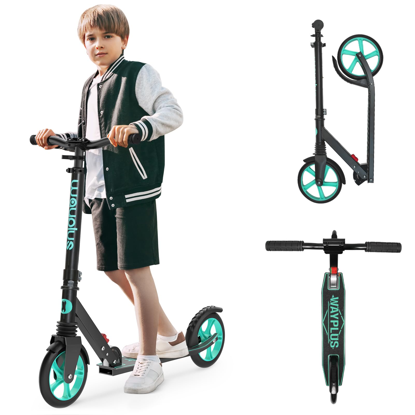 WAYPLUS KS1 Kick Scooter for Kids Ages 6+, Teens & Adults, 8IN Big Wheels, Folda