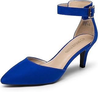 DREAM PAIRS Women‘s Kitten Heels Ankle Strap Pumps