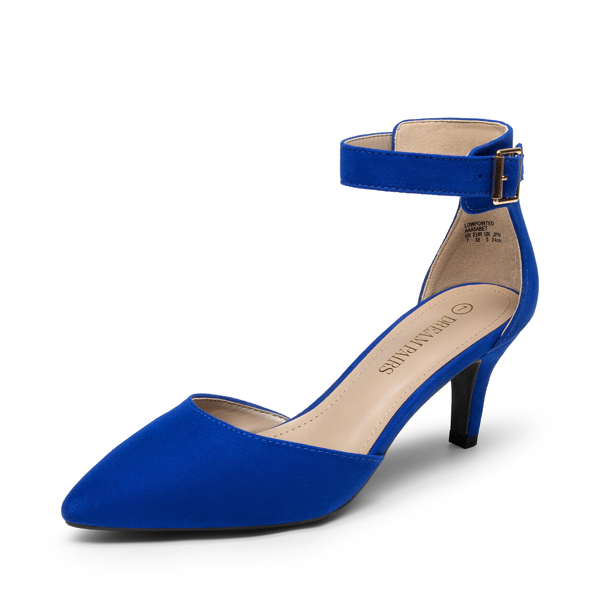 DREAM PAIRS Women‘s Kitten Heels Ankle Strap Pumps