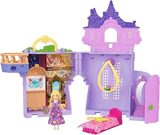 Mattel Disney Princess Rapunzel Storytime Stackers Doll House Playset | Posable Rapunzel Small Doll w/ Removable Skirt, Pascal Animal Figure & 7 Accessories, Inspired by Disney Tangled, JDP61