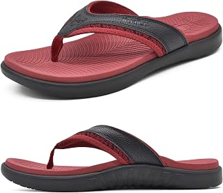 KuaiLu Mens Sport Flip Flops Orthotic Thong Sandals With Arch Support