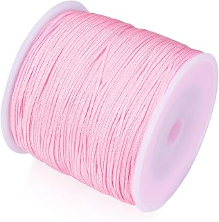 100m 0.8mm Nylon Beading Cord Pearl Pink Chinese Knot Rattail Macrame Thread for Jewelry Making, Kumihimo Packing Accessories, Craft Supplies