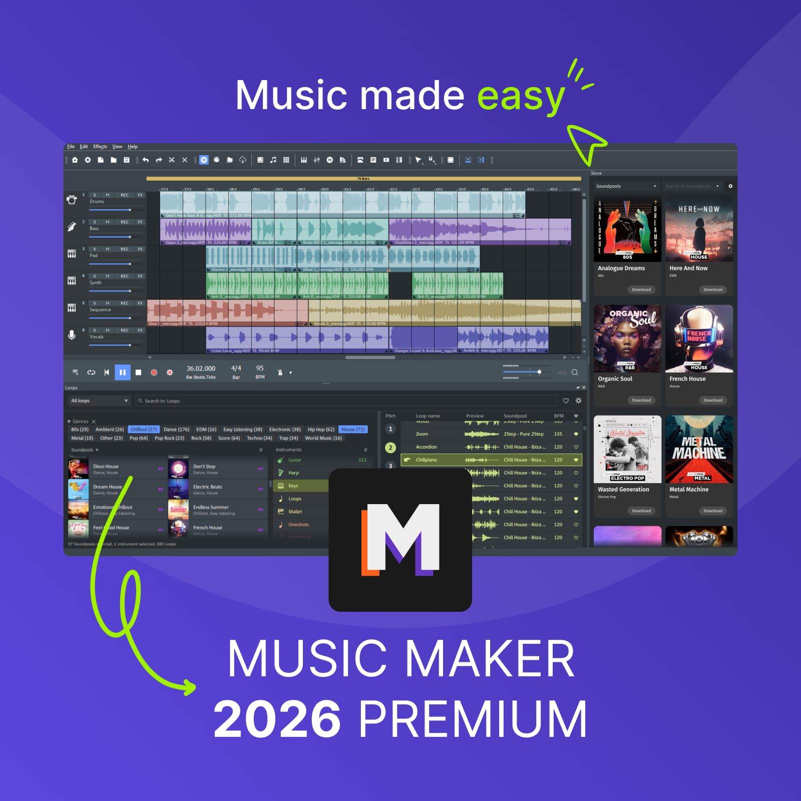 MUSIC MAKER 2026 Premium – Music made easy | Music Production Software | Audio P