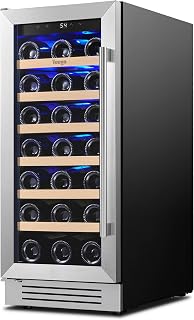 Yeego 15'' Wine Cooler Refrigerator - 33 Bottles Wine Fridge Glass Door | 40-65°F 360° Cooling LED Lighting Under Counter Adjustable Shelves Automatic Defrost Energy Efficient for Home Bar Office