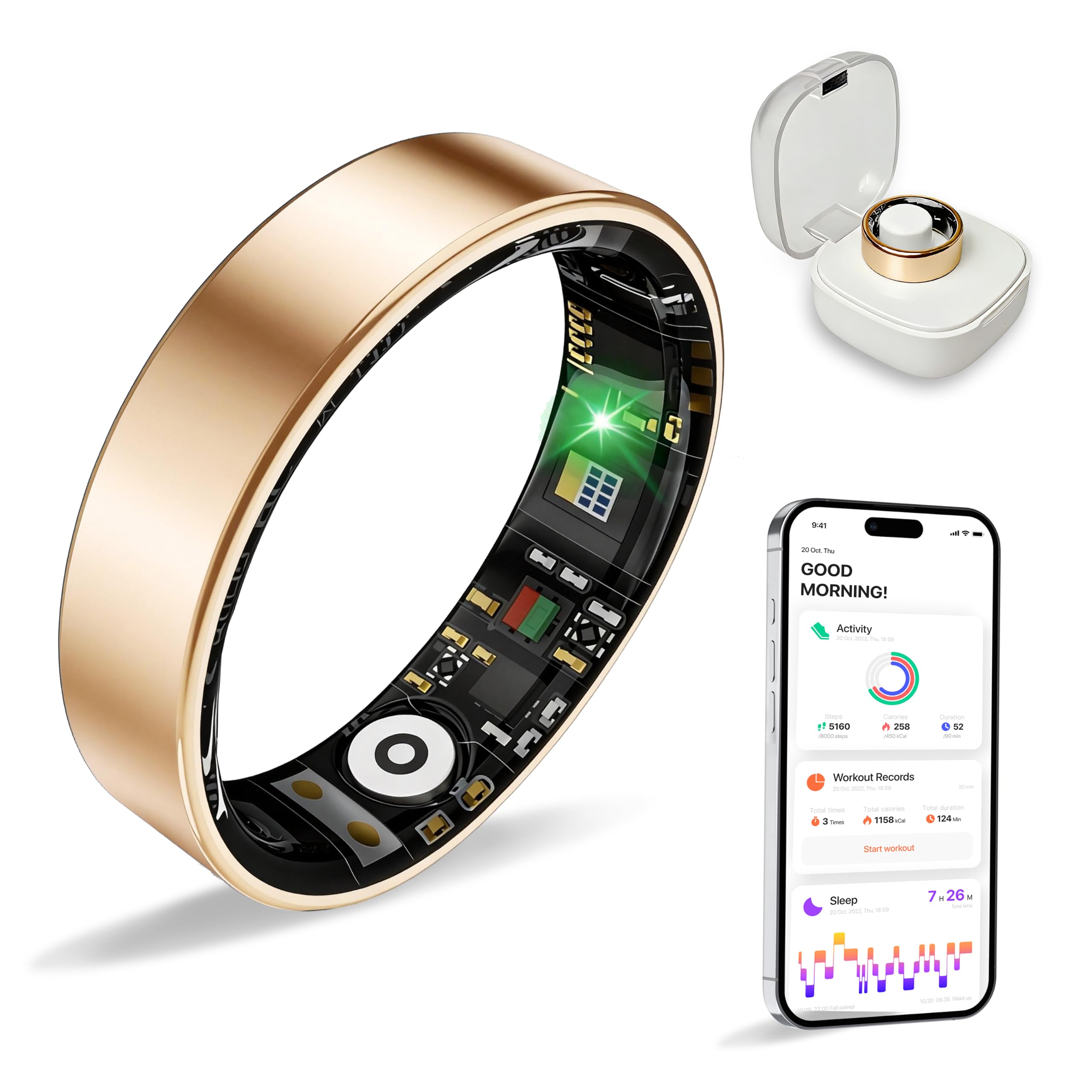 Women Men Smart Ring Health Tracker, Sleep Exercise Health Monitoring Wearable D