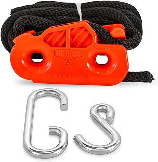 Tie Boss - 3/8 Inch Heavy Duty Self-Locking Tie Down System, 300lbs, Orange | 15 Feet of Rope, Easy to Use, Strong and Secure, Weather Resistant, Made in USA