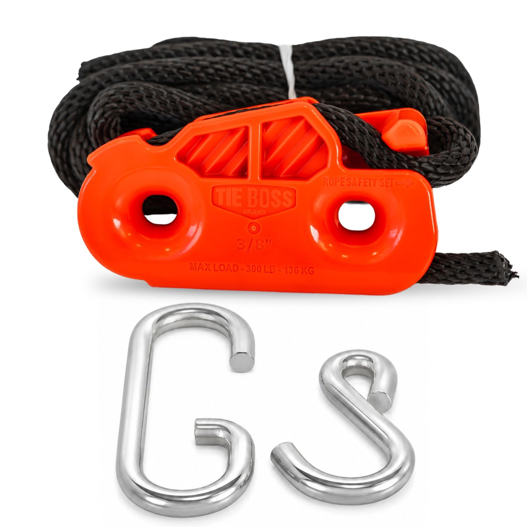Tie Boss - 3/8 Inch Heavy Duty Self-Locking Tie Down System, 300lbs, Orange | 15