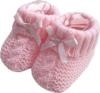 Baby Boys Girls 1 Pair Knitted Booties Soft Newborn Knitted Booties With Bow 116-354