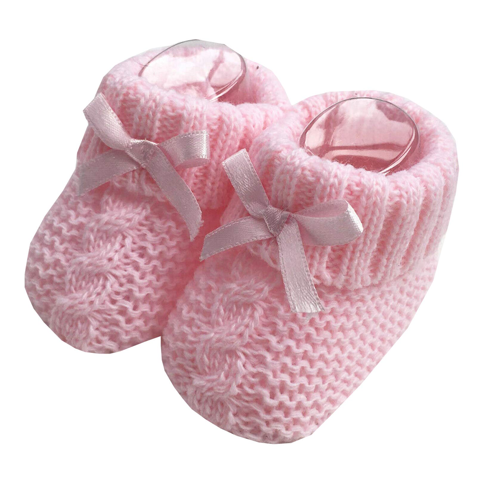 Baby Boys Girls 1 Pair Knitted Booties Soft Newborn Knitted Booties With Bow 116