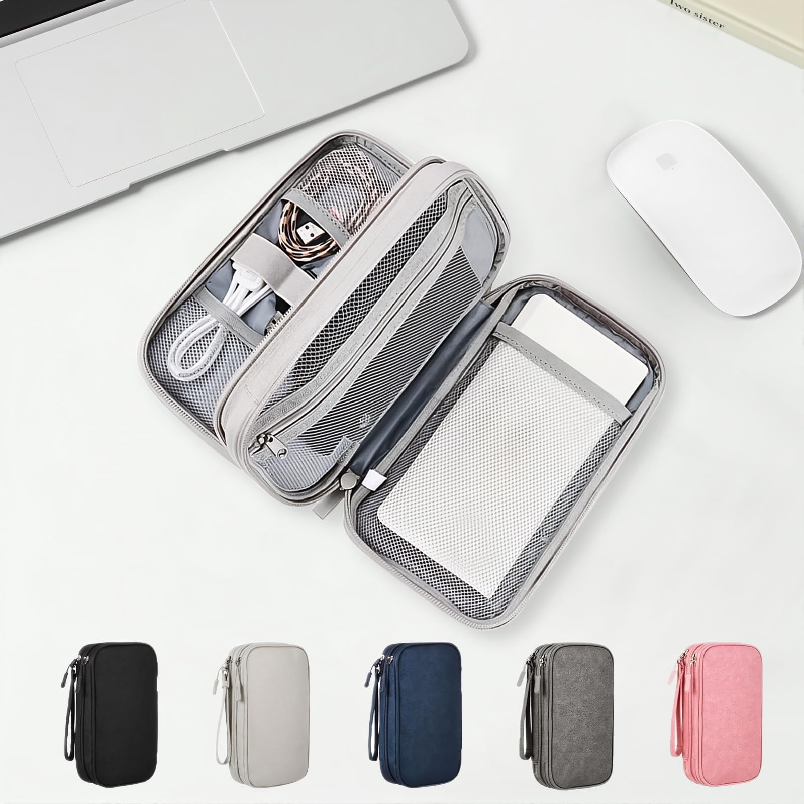 Digital Accessories Organizer Bag, Portable Waterproof Double Layer Cable Charge
