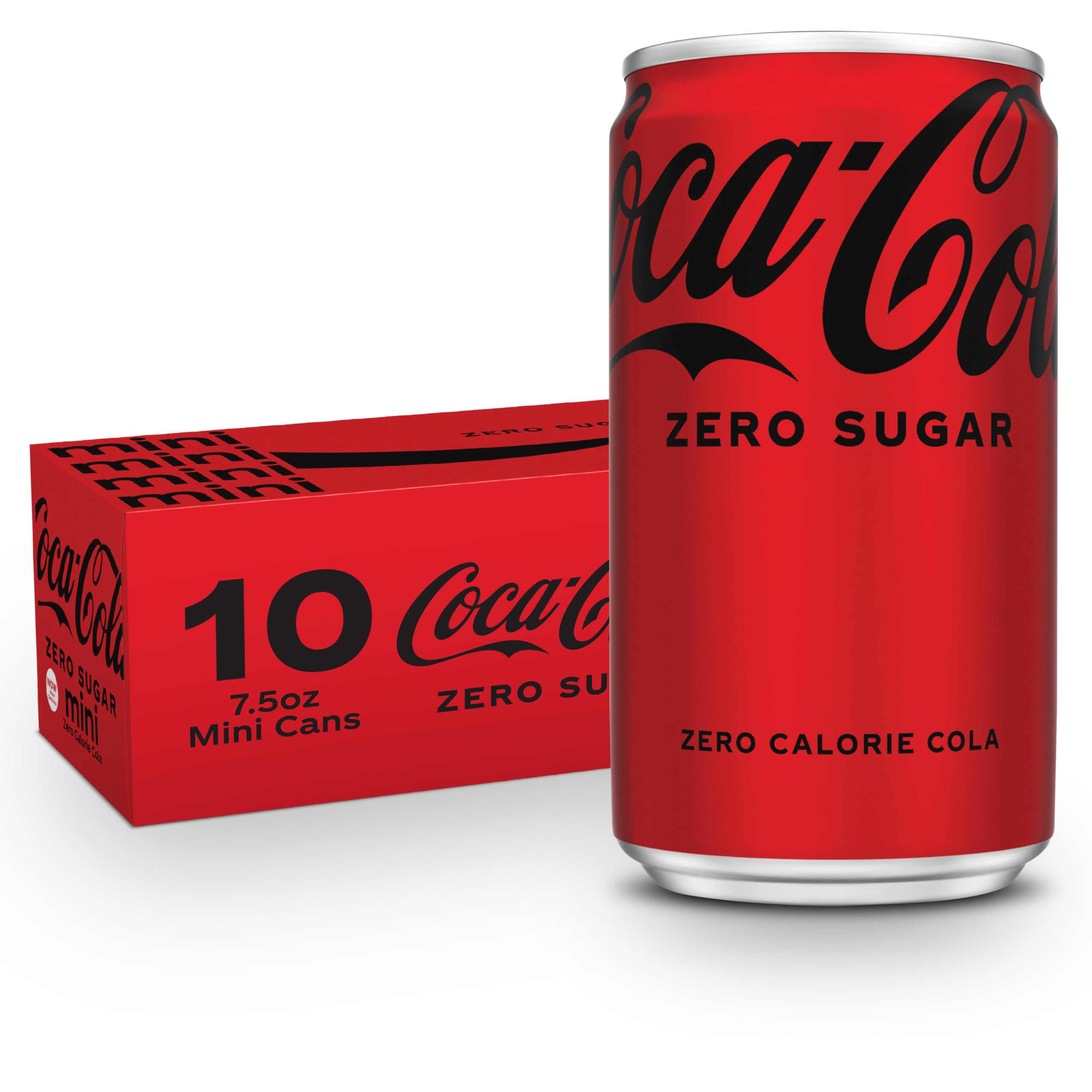 Coca-Cola Zero Sugar Soda Soft Drink Mini Cans, 7.5 fl oz, 10 Pack | Zero calori