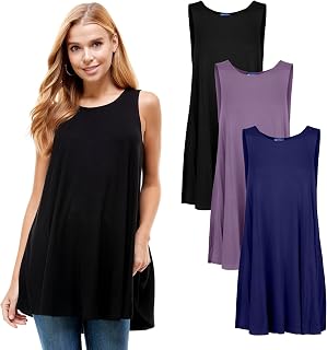 Azules Women's Rayon Span Tank Top Tunic-Solid