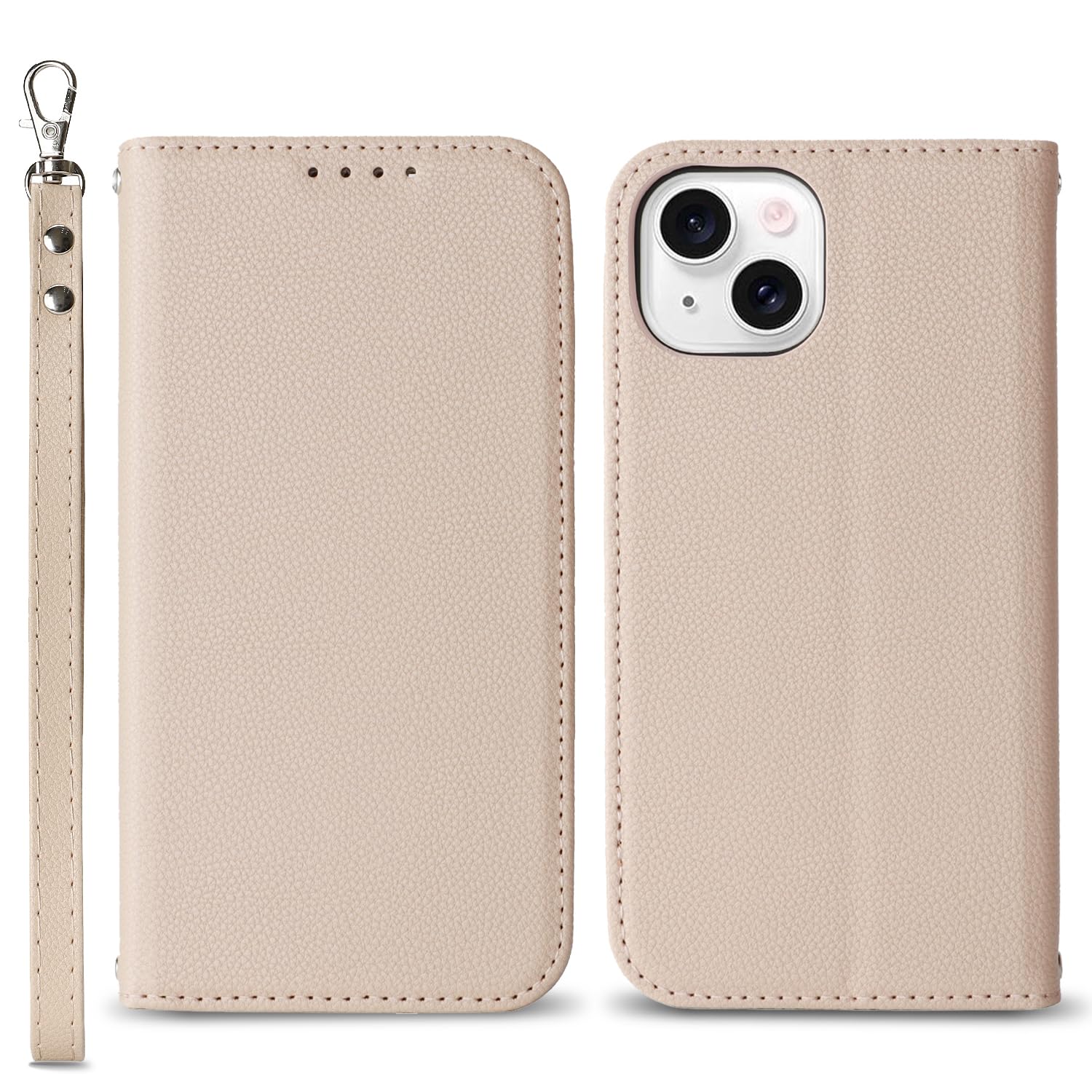 【Hamany】 いphone14 ケース 手帳型 iphone13 ケース iphone14 ケース カード収納 -アプリコットベージュ