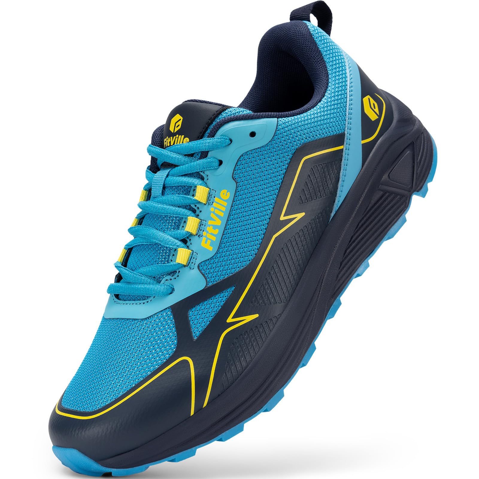 FitVille Men's Trail Running Shoes, Wide Plant, Lightweight Sneakers for Running