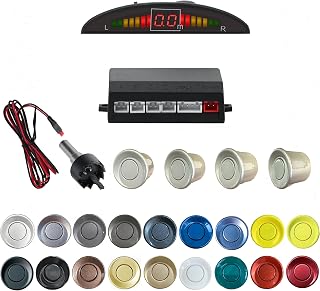 SANDETOUN Parking Sensor Kit Backup Sensor Kit Reverse Sensor for Car 20 Color Options for Probes Adjustable Alarm Volume Professional Sensore de Reversa para Carro Safe Driving Assistant（Silver）