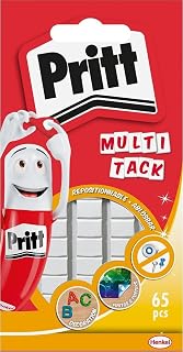 Pritt Multi Tack (1 pack de 65 pcs), cuadrados de masilla adhesiva blanca multiusos, adhesivo reposicionable y reutilizable para manualidades y proyectos de DIY