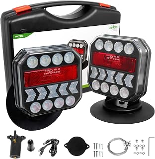 Agrieyes T312 Wireless Trailer Lights w/USB-C, Magnetic Tow Light Kit | Rechargeable, Reverse Light, Built-in Reflector, for Truck, RV, Boat, Caravan, Trailer, Tow