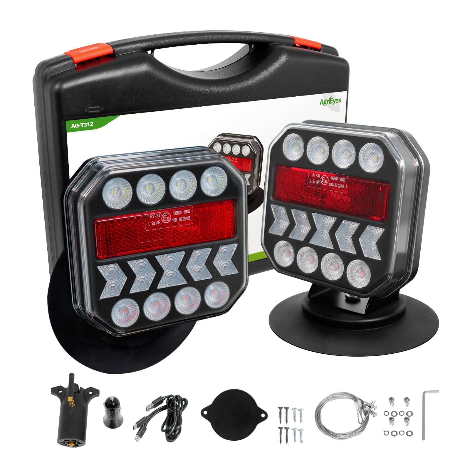Agrieyes T312 Wireless Trailer Lights w/USB-C, Magnetic Tow Light Kit | Recharge