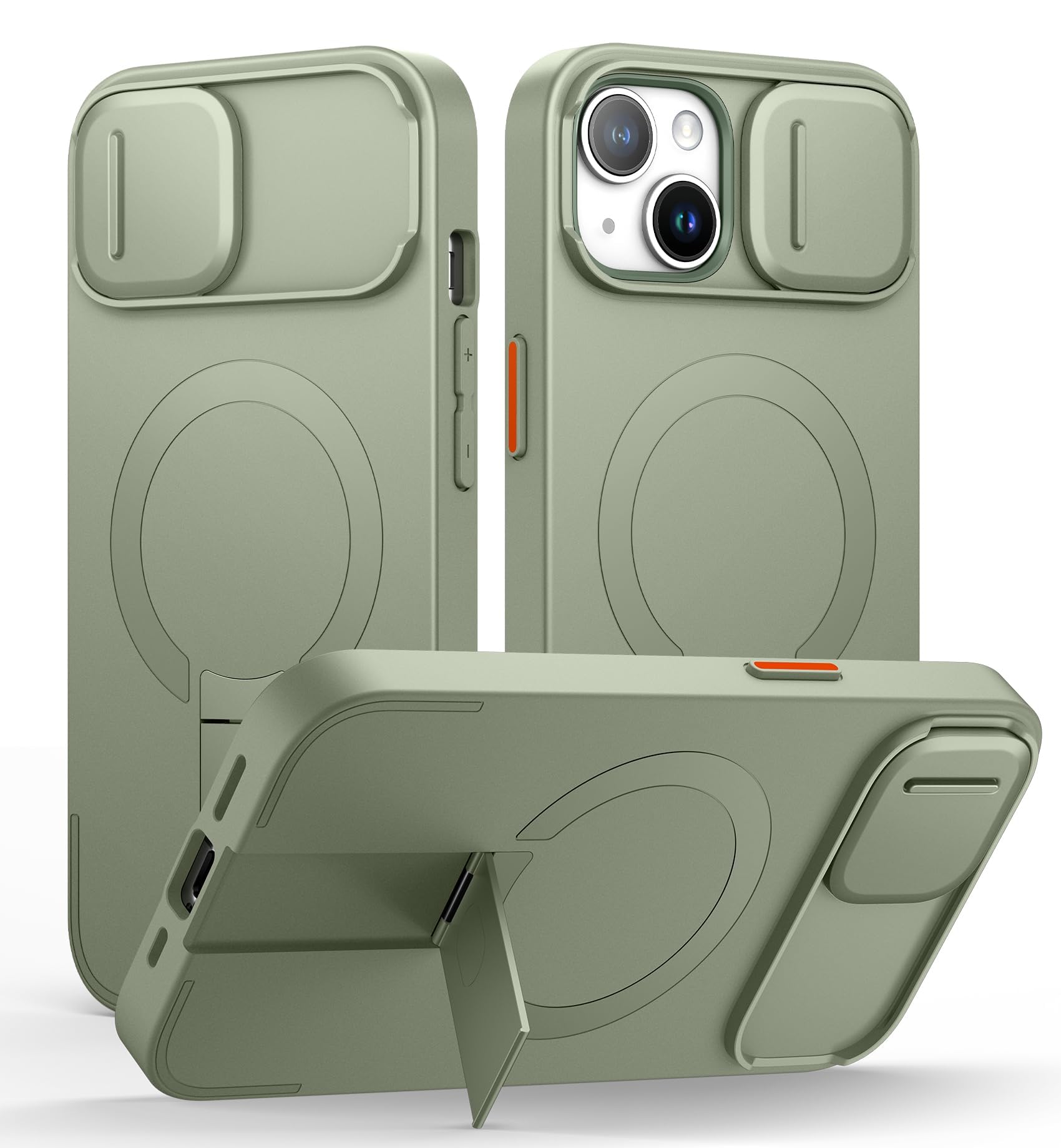 SURITCH for iPhone 13/14 Case with Magnetic Camera Slide Cover and Adjustable Ki