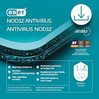 ESET NOD32 Antivirus | 3 Devices | 1 Year | Antivirus Software | Gamer Mode | Light System Footprint | Official Download with License [PC/Mac Online Code]