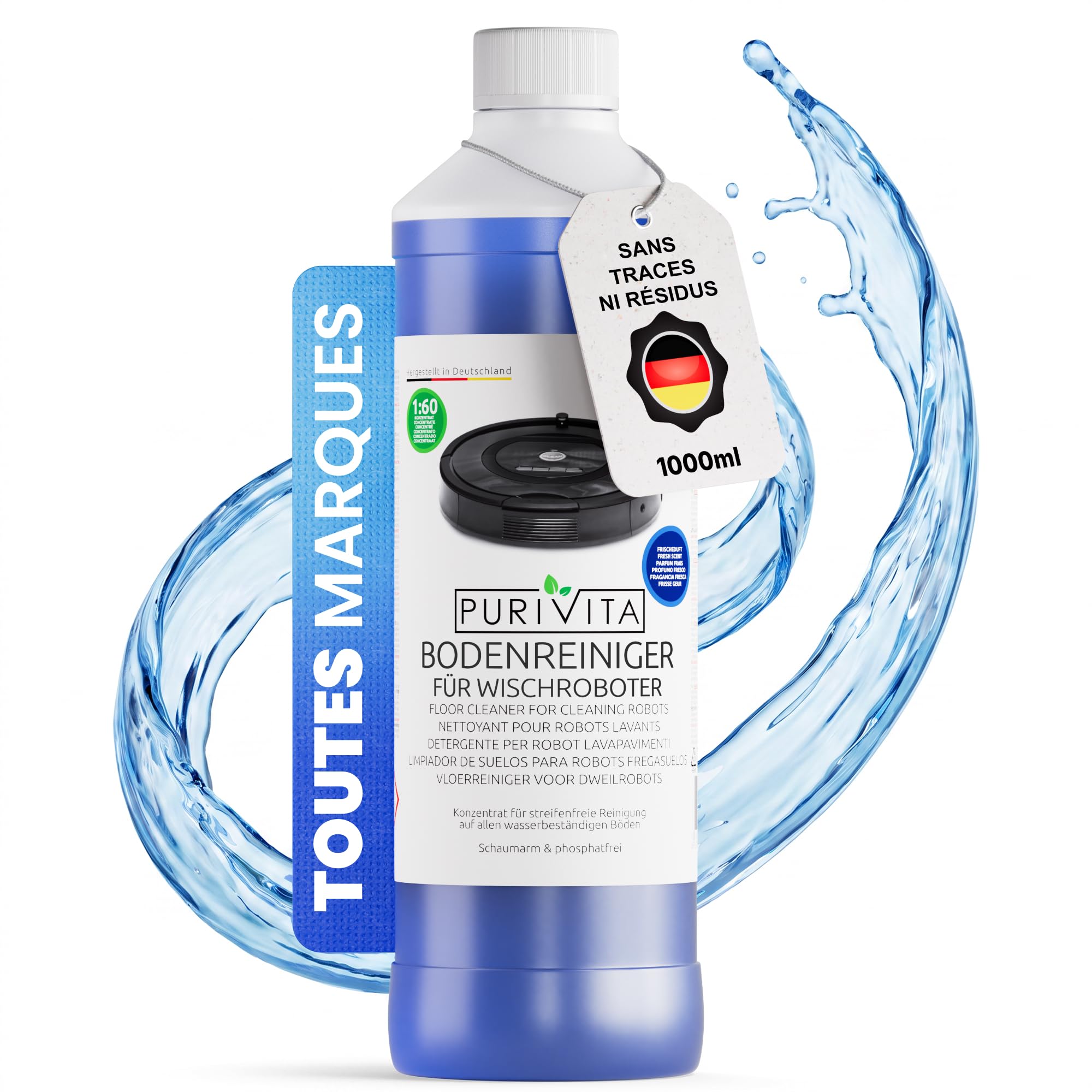 Purivita - Nettoyant concentré durable pour lave-sols sans traces - Contenance 