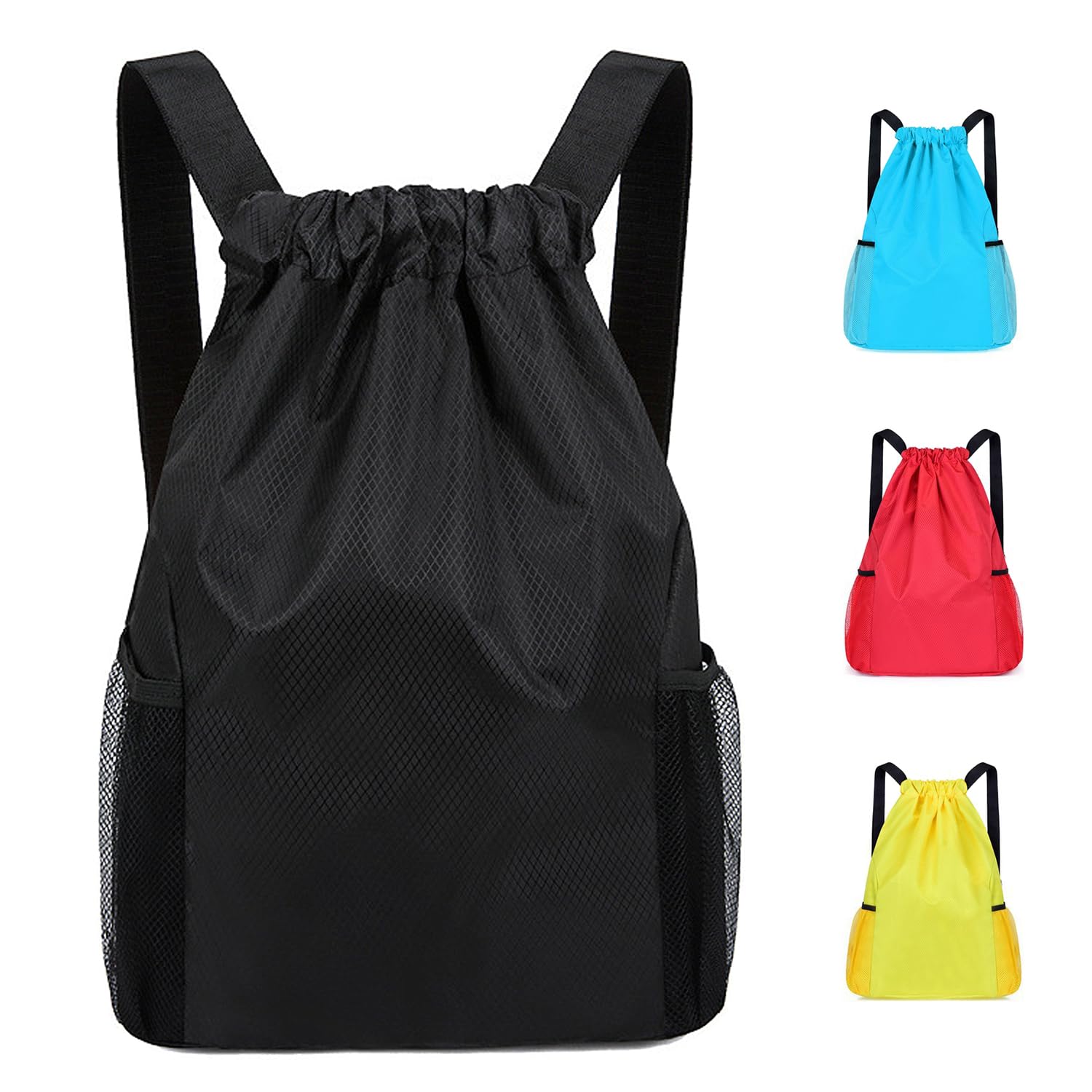 Drawstring Bag Waterproof Swim PE Bag Unisex Large Sports String Backpack Oxford