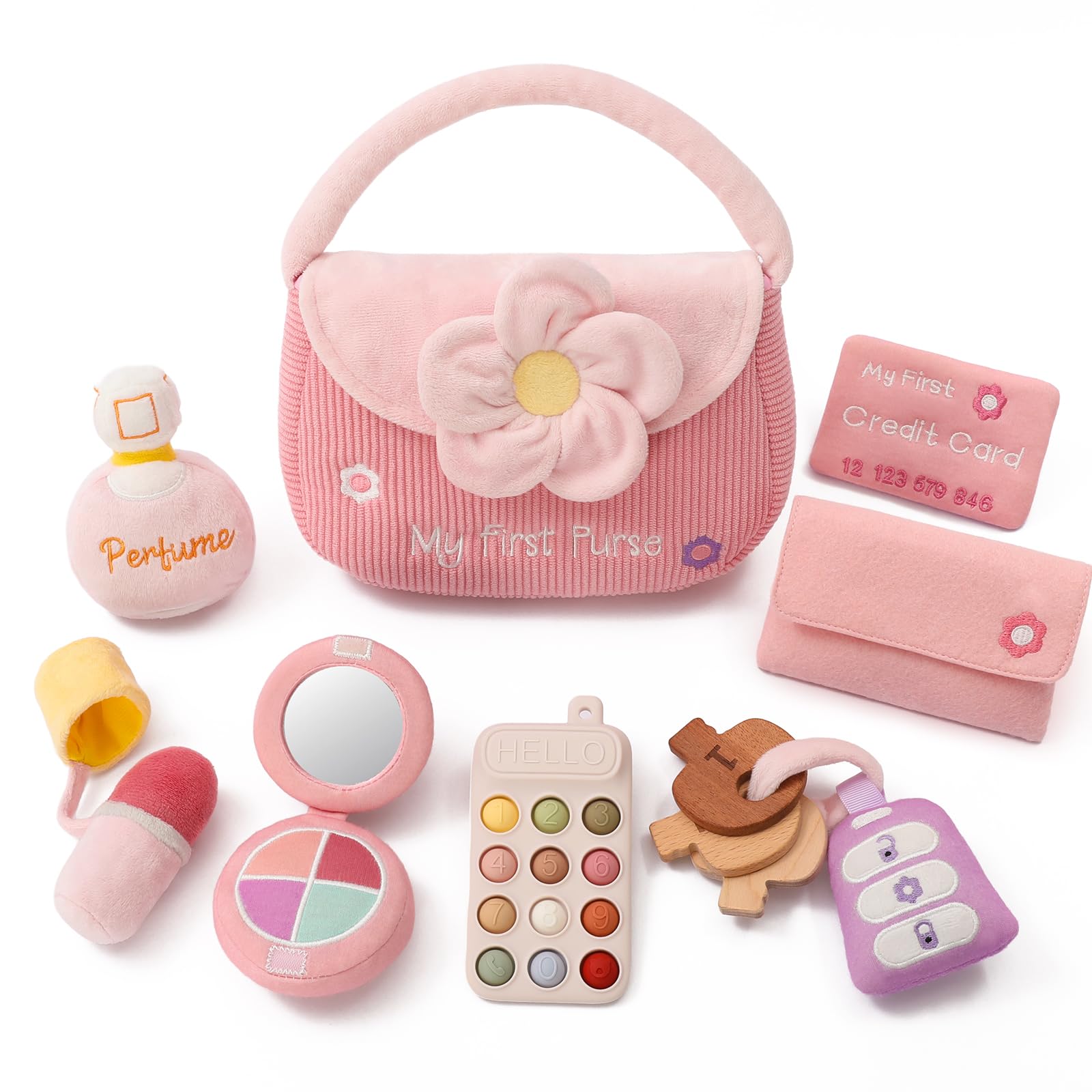 let's make My First Baby Purse, 10 Pcs Sensory Toy for Baby & Toddler Girls | Te