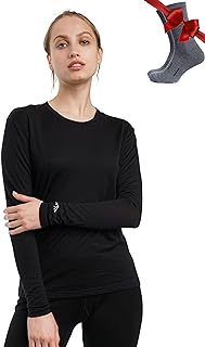 Merino.tech 100% Merino Wool Sweaters Women & Socks - All-Season | Ultra-Soft Base Layer, Natural Moisture Management, Odour-Resistant Fabric, All-Day Comfort, Breathable Thermal Top
