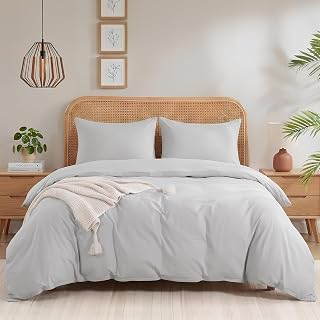 NEXHOME PRO Duvet Cover Set Twin Size Linen Feel 100% Washed Cotton 2PCS