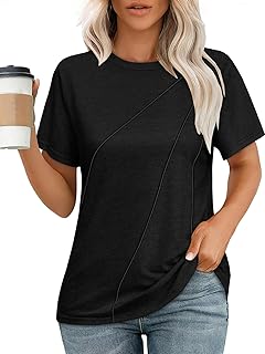 JOELLYUS Womens Summer Tops Casual Short Sleeve Shirts Crewneck Cute Trendy Tunic Blouses Beach Vacation Outfits 2026