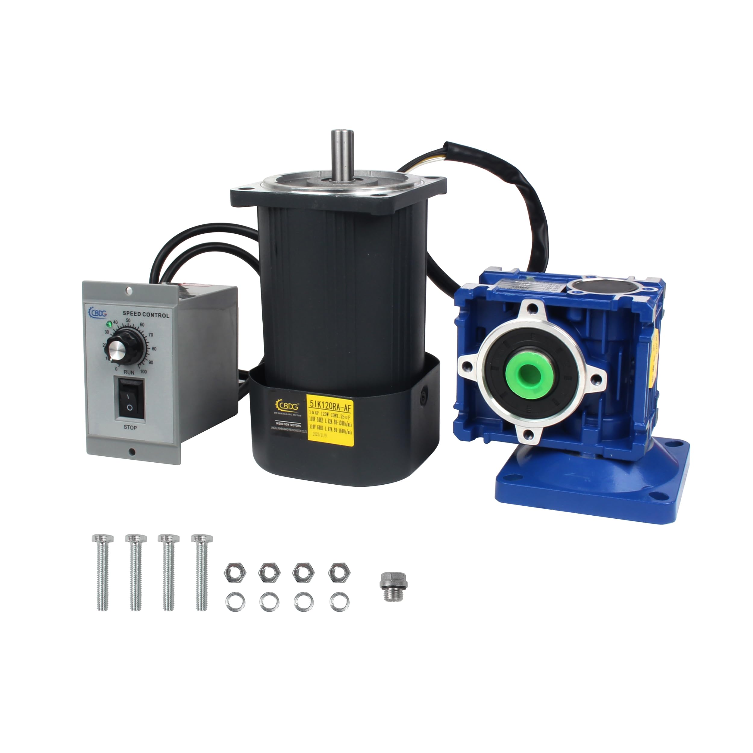 CNCTOPBAOS 120W Worm Gear Motor NMRV30 Gearbox 40:1 40K w/Speed Governor | 90-16