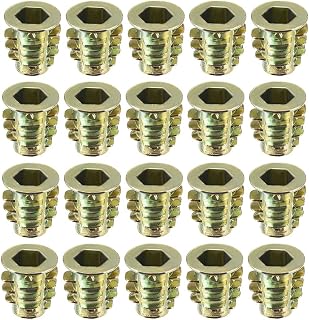 Furniture Threaded Insert Nuts Zinc Alloy M6 Internal Thread 13mm Length 20pcs