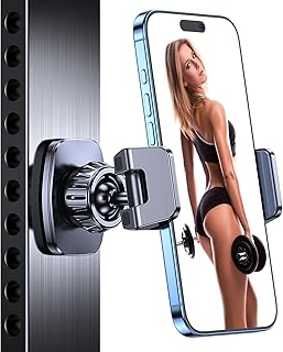 Coolpow Magnetic Phone Holder for Gym【Strong Magnets】 Gym Magnetic Phone Holder Attach to Metal Surface, gymAccessories for Men Women Essentials for All Smartphones 4.7-7"