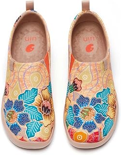 UIN Women's Painted Travel Shoes Floral Art Canvas Slip-on Loafers Comfort Walking Sneakers