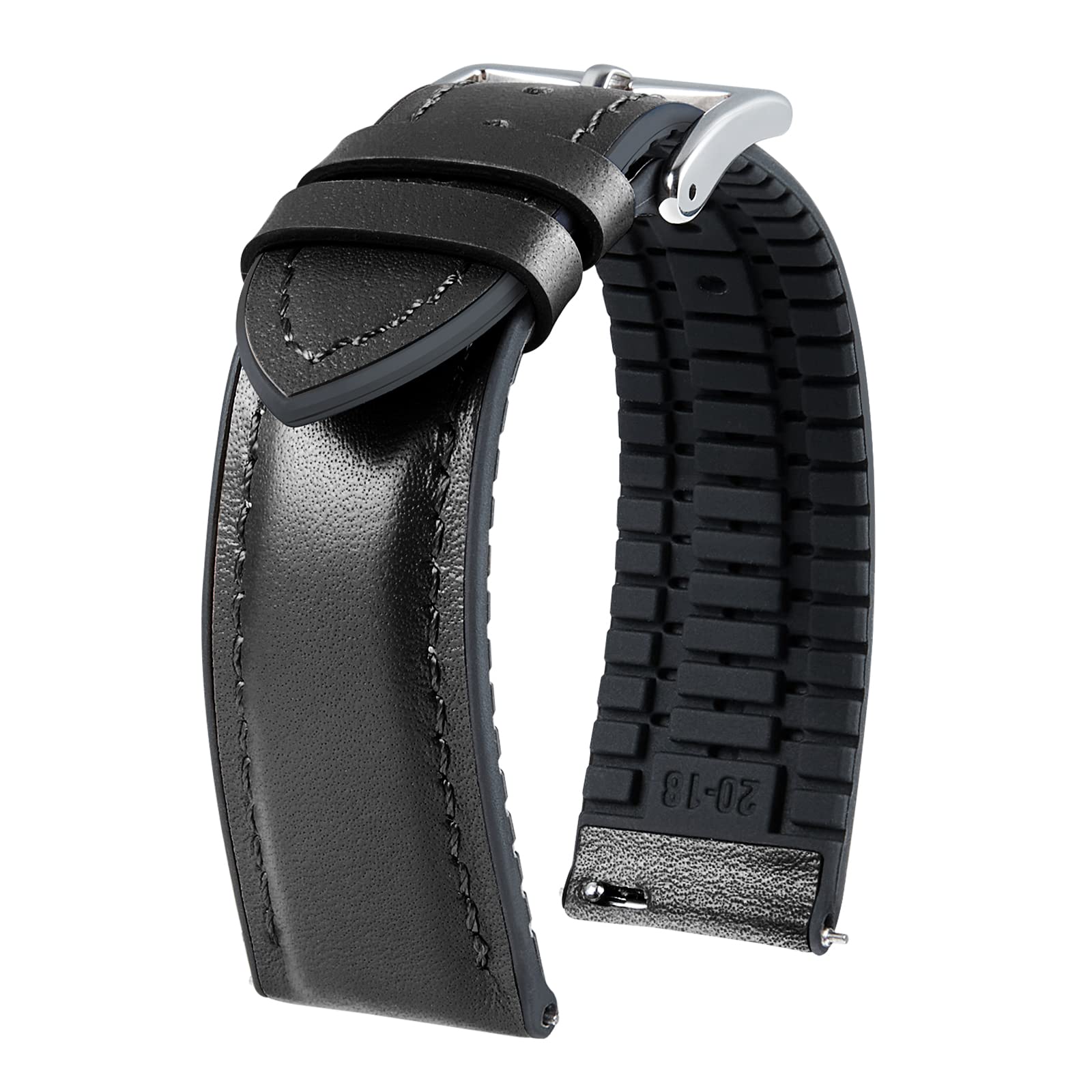 BINLUN Leather Silicone Watch Straps Quick Release14mm 16mm 18mm 19mm 20mm 21mm 