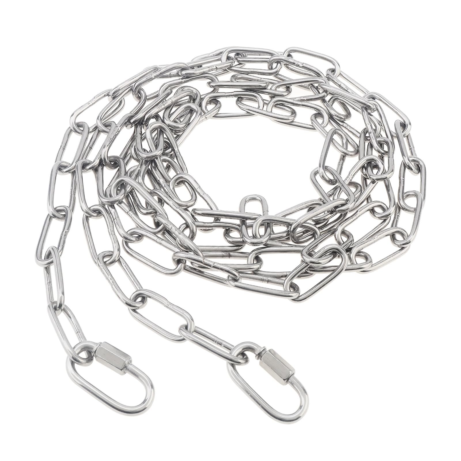 1/8" 6.5Ft Stainless Steel Link Chain, 3mm Heavy Duty Dog Chain 304 Steel 75 LBS