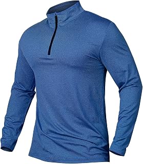 MANSDOUR Men's Quick-Dry Active Sports Shirts Quarter Zip Long Sleeve Running Pullover Tops Outdoor Sweatshirt