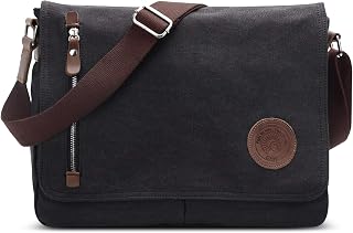 Men Messenger Bags Fashion Shoulder Bag Satchel Briefcase Bag Satchel College Bag Schoolbag Bookbag for Work Travel Casual Daily Canvas Shoulder Bag Black