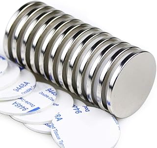 LOVIMAG Strong Magnets Neodymium Magnet 12 Pack Rare Earth 1.26x1/8 inches | Fridge Disc Imanes Fuertes with Adhesive Backing for Whiteboard Locker Round Extra Crafts Flat Refrigerator Industrial Silver