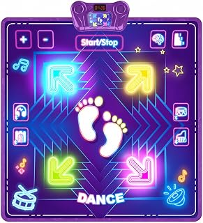 KAKTIN Dance Mat for Kids, Dance Mats with LED Light & Wireless Bluetooth | for Girls & Boys Ages 3–12, Music Dance Toy with 5 Modes Game 3 Speeds, 35.43-inch Dance Pad, Birthday Xmas Gifts