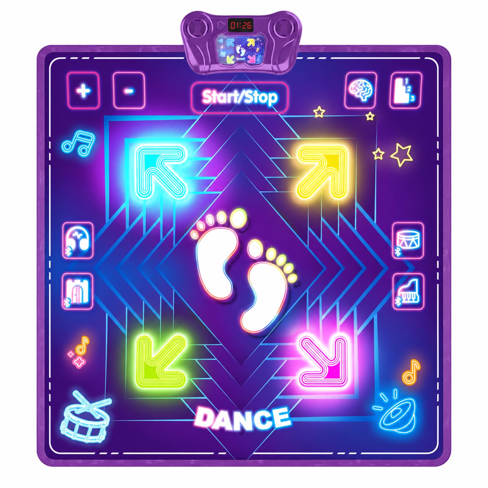 KAKTIN Dance Mat for Kids, Dance Mats with LED Light & Wireless Bluetooth | for 