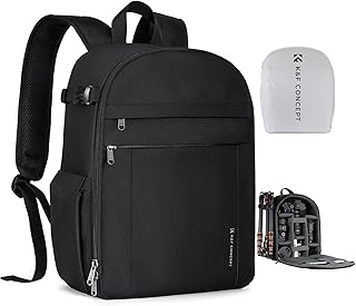K&F CONCEPT Camera Backpack, Lightweight Camera Bag with Tripod Holder | Professional Bag for DSLR/SLR Mirrorless, with 14in Laptop Compartment & Rain Cover, Men & Women, for Sony Canon Nikon, B19