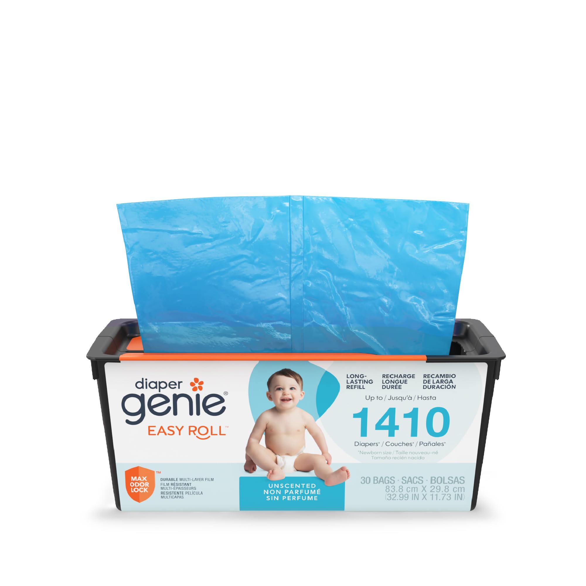 Diaper Genie Easy Roll Refill | 30 Bags Per Refill | Holds Up to 1410 Newborn Di