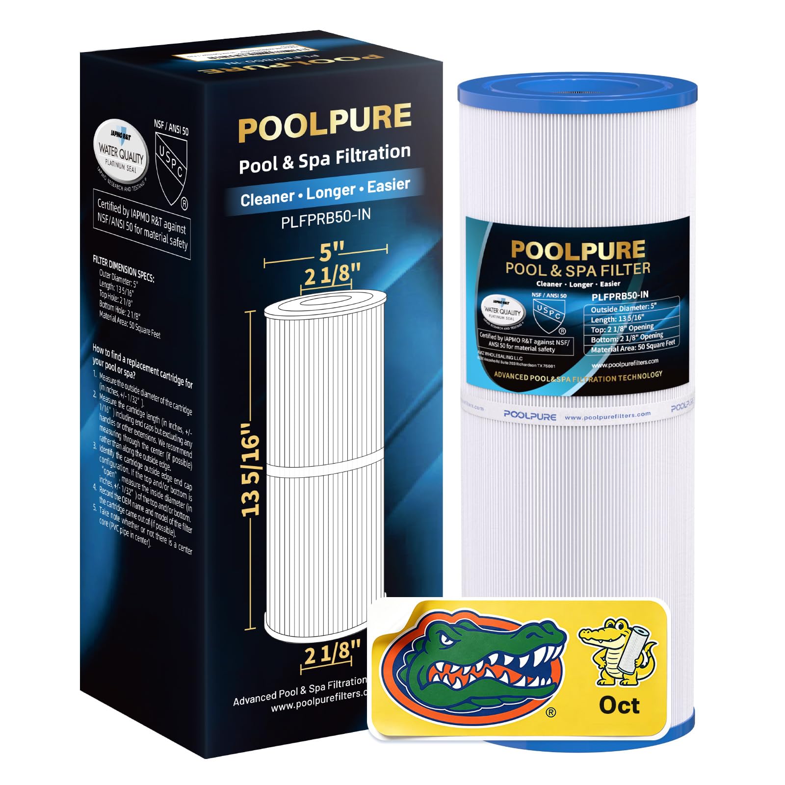 POOLPURE PLFPRB50-IN Hot Tub Filter Replace Pleatco PRB50-IN, Unicel C-4950 | Co