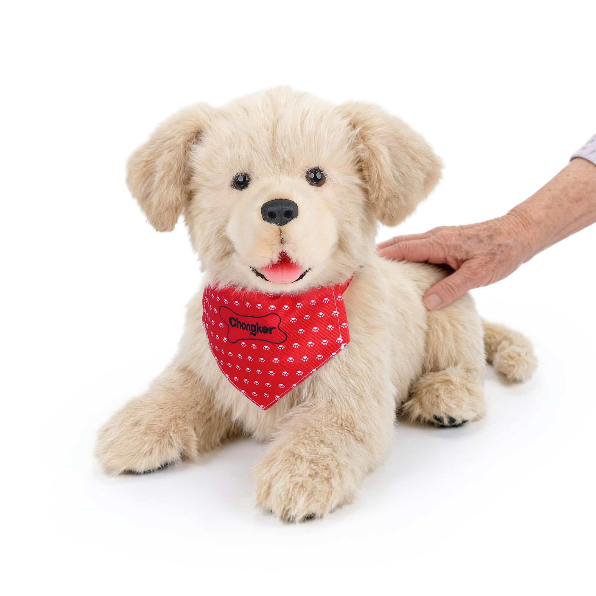 Chongker Dog Stuffed Animal-18 inch Golden Pup, Interactive Companion Pet, Soft-