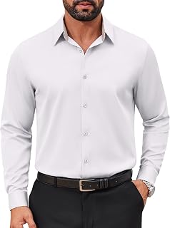 COOFANDY Men's Shirt Long Sleeve Strech Business Shirt