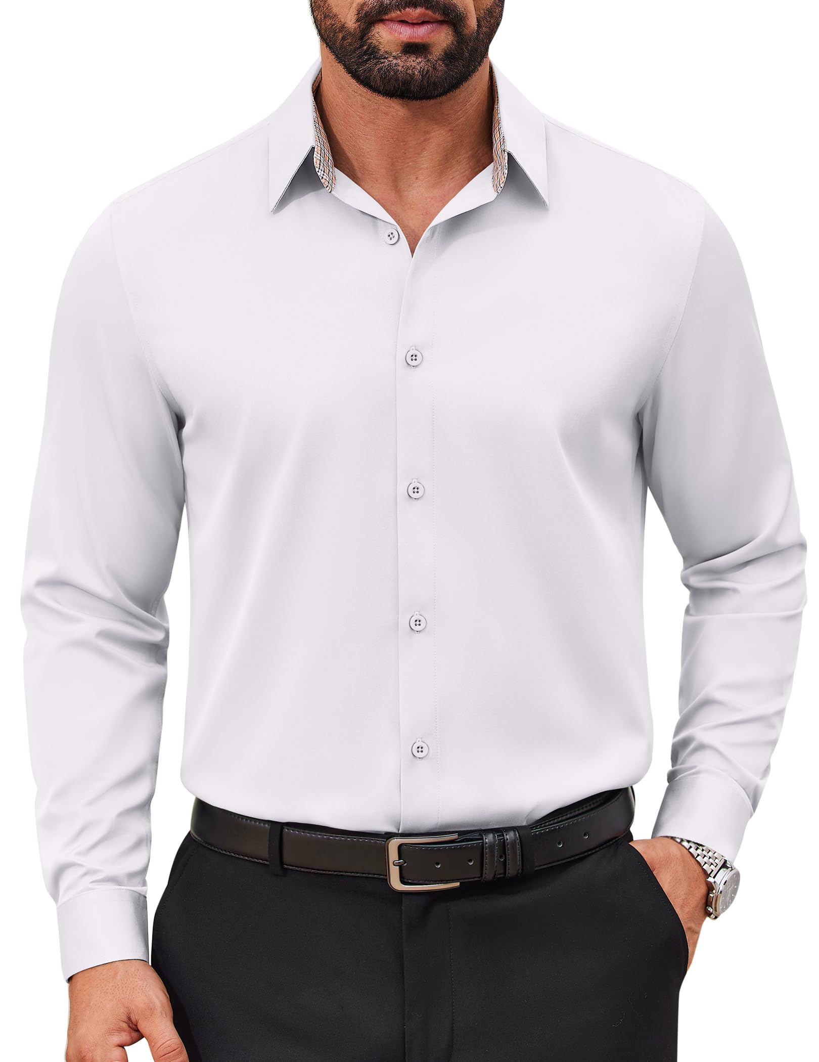 COOFANDY Men's Shirt Long Sleeve Strech Business Shirt