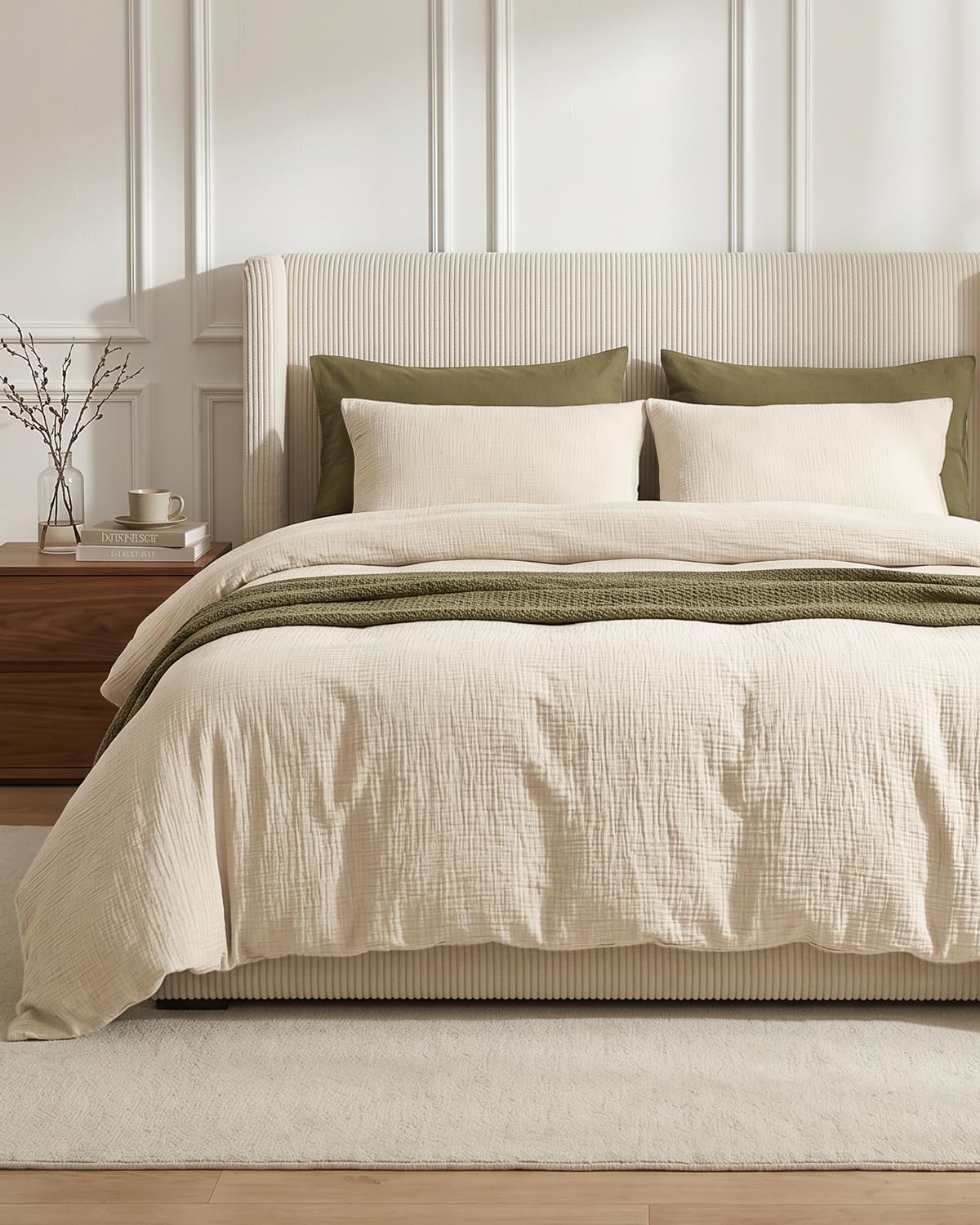 SE SOFTEXLY Muslin Duvet Cover Queen Size, 100% Washed Cotton Duvet Cover Set, U